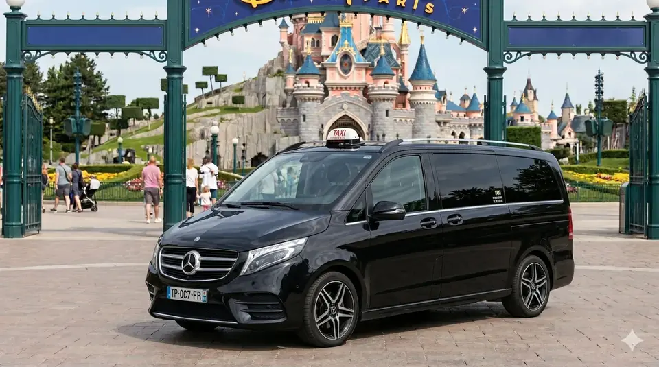 Taxi Mercedes Classe V noir 7 places – entrée Disneyland Paris – Transfer Disneyland Paris